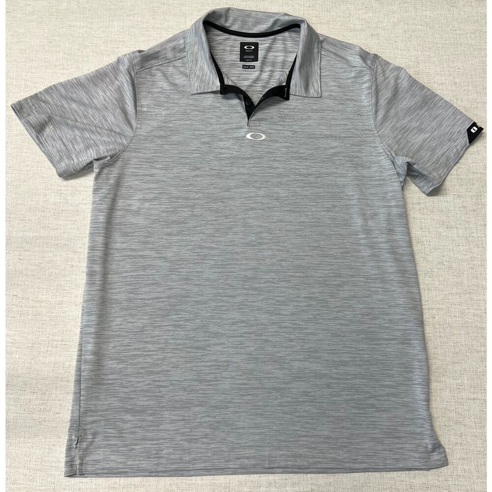 Oakley Gray Striped Performance Polo Shirt- Men's XL